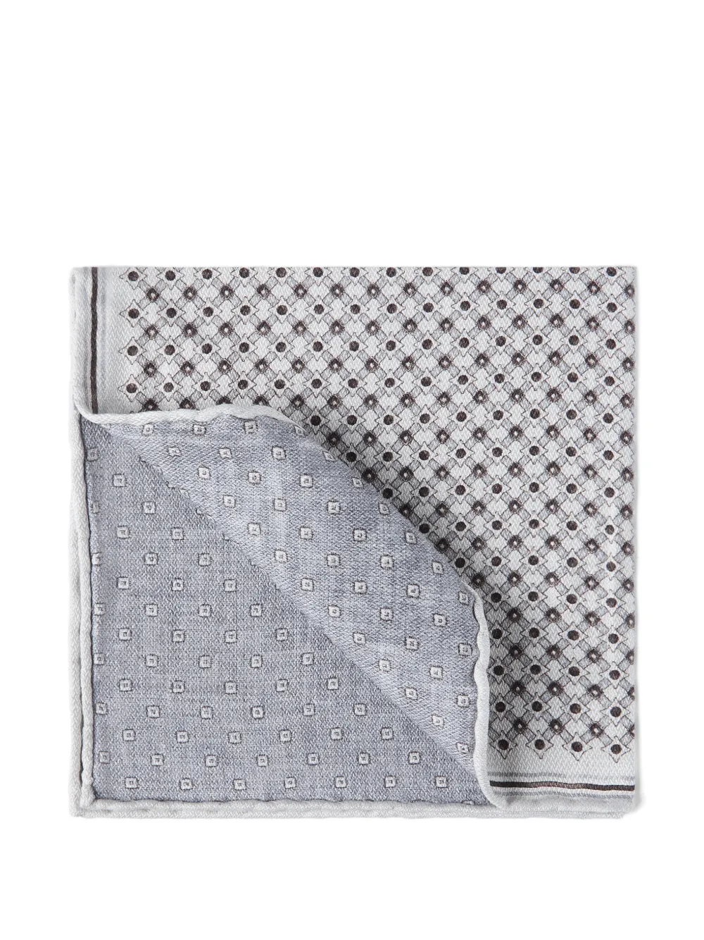 Brunello Cucinelli geometric-pattern silk pocket square | Grey | Image 1
