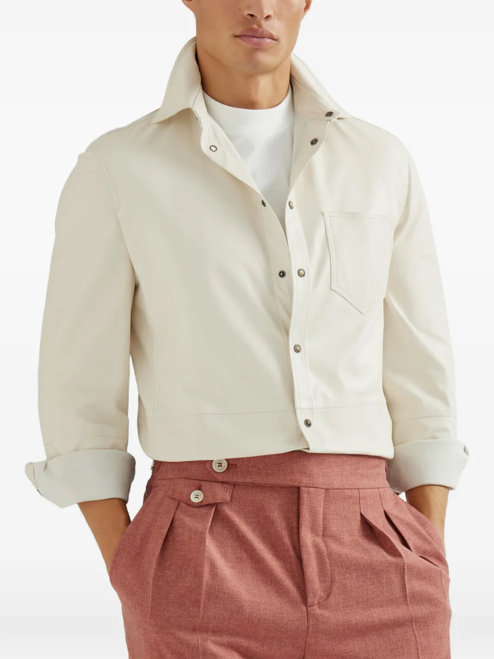 Brunello Cucinelli Overhemd met borstzak Beige