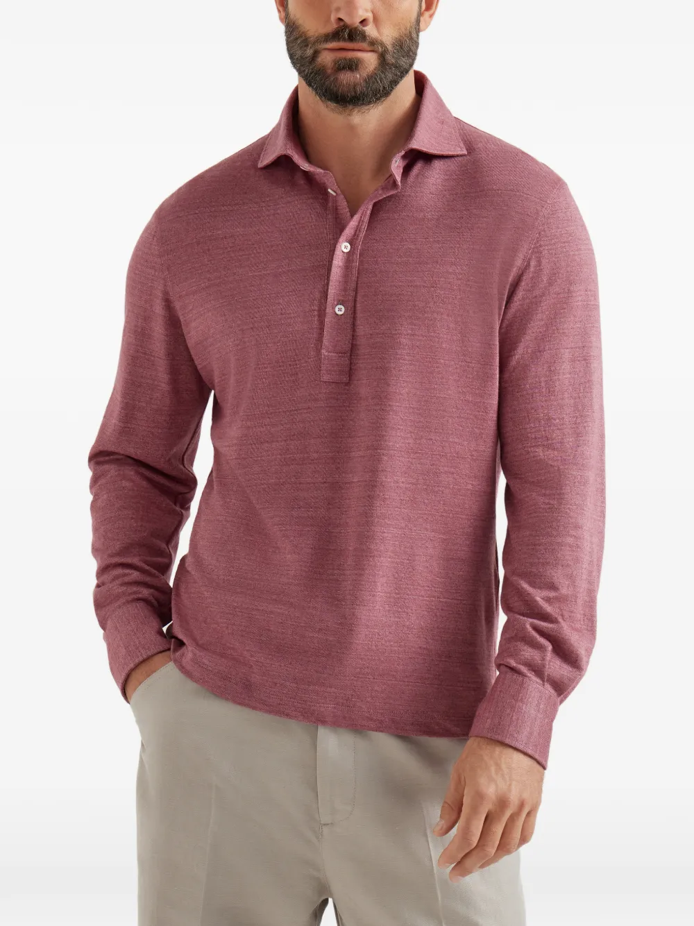 Brunello Cucinelli Poloshirt met lange mouwen Rood