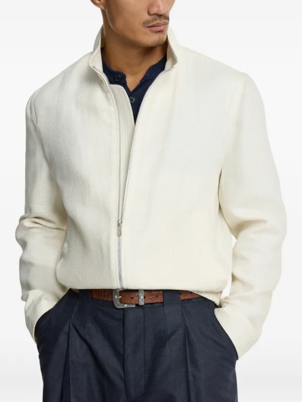 Brunello Cucinelli スタンドカラージャケット | ホワイト | FARFETCH JP