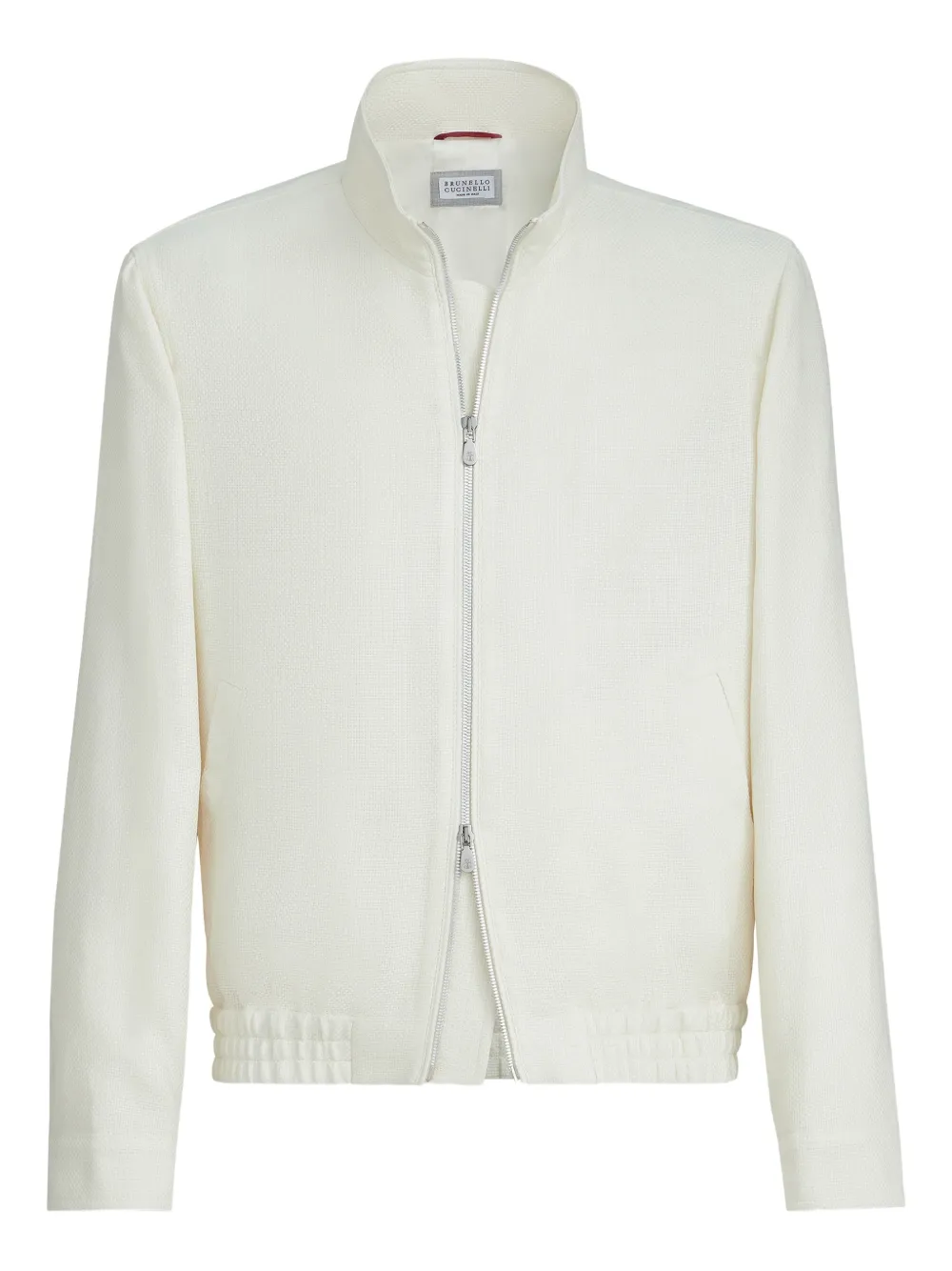 Brunello Cucinelli stand-collar hopsack jacket | Neutrals | Image 1