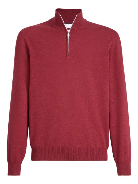 Brunello Cucinelli suéter de cachemira con medio cierre