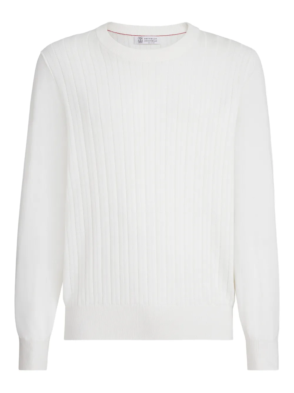 Brunello Cucinelli Cotton textured rib sweater - White