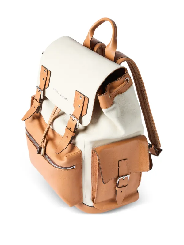 Brunello Cucinelli Grained Leather City Backpack | Neutrals | FARFETCH
