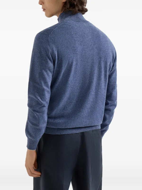 Brunello Cucinelli half-zip Cashmere Sweater | Blue | FARFETCH