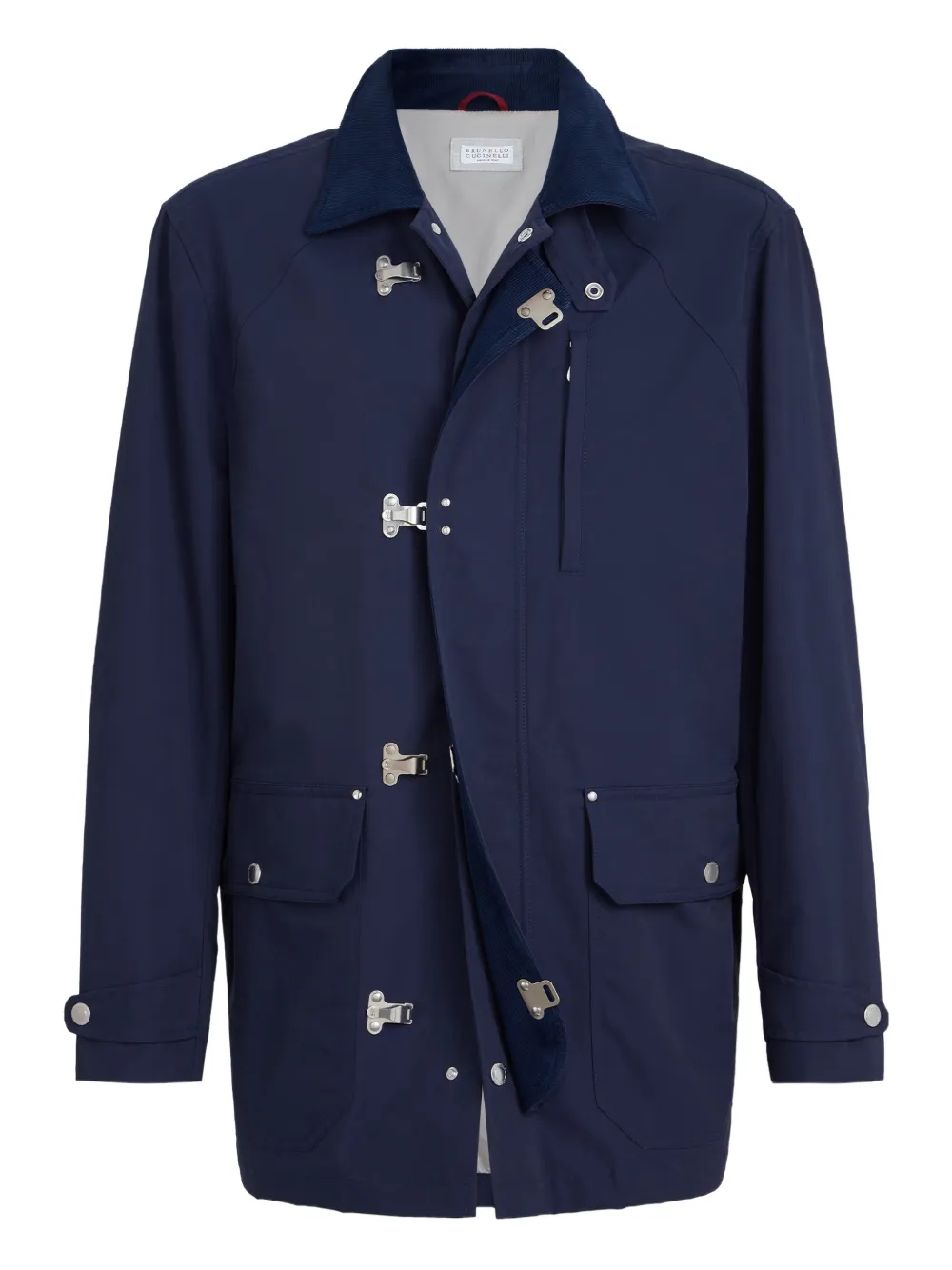 Brunello Cucinelli hook fastening cotton outerwear jacket | Blue | Image 1