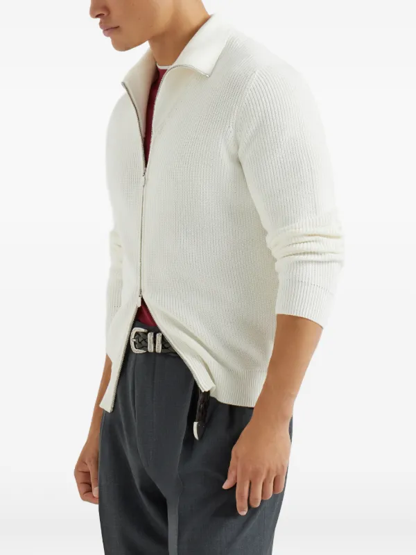 Brunello Cucinelli ジップアップ カーディガン | ホワイト | FARFETCH JP