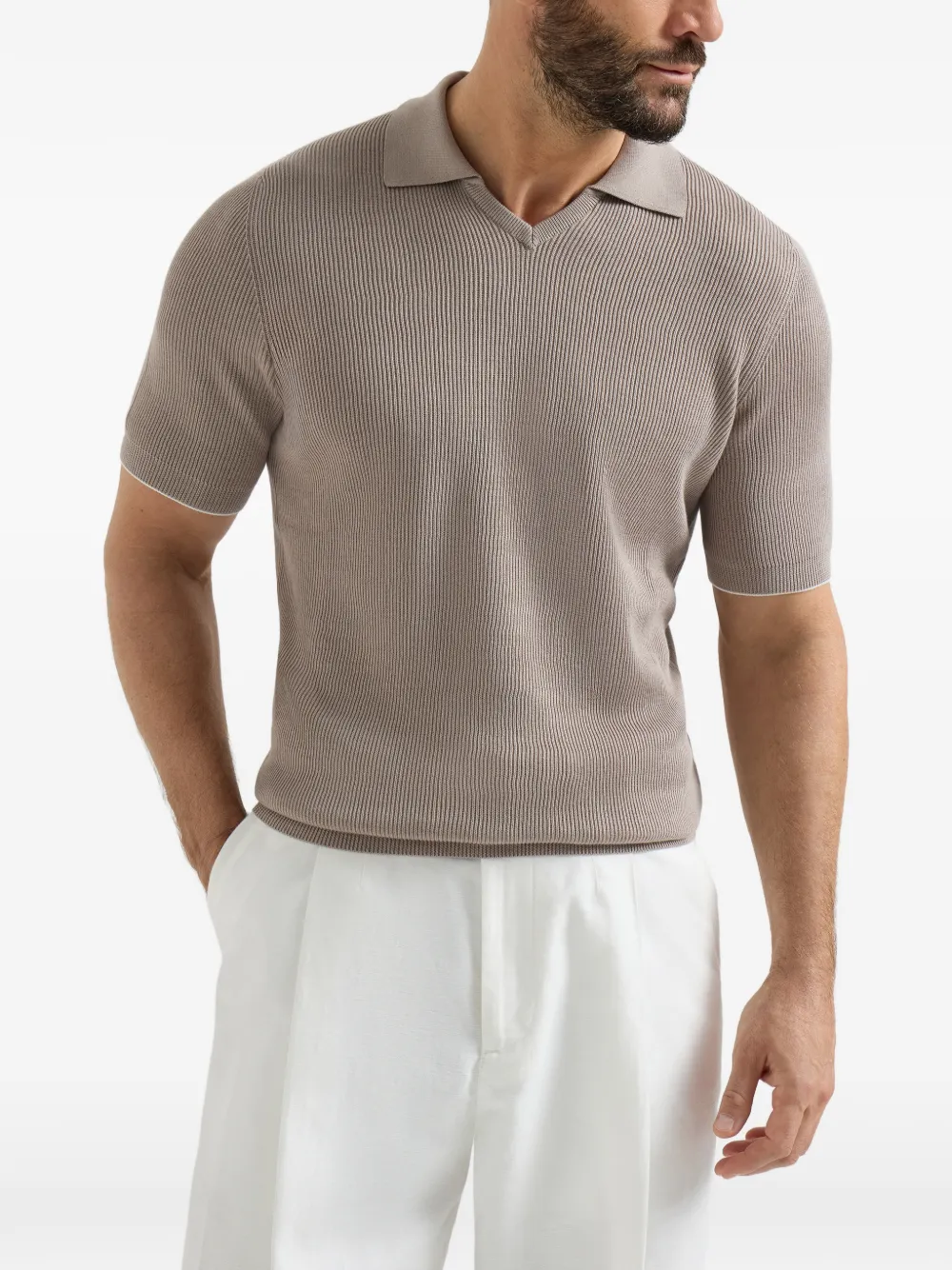 Brunello Cucinelli T-shirt met V-hals Beige