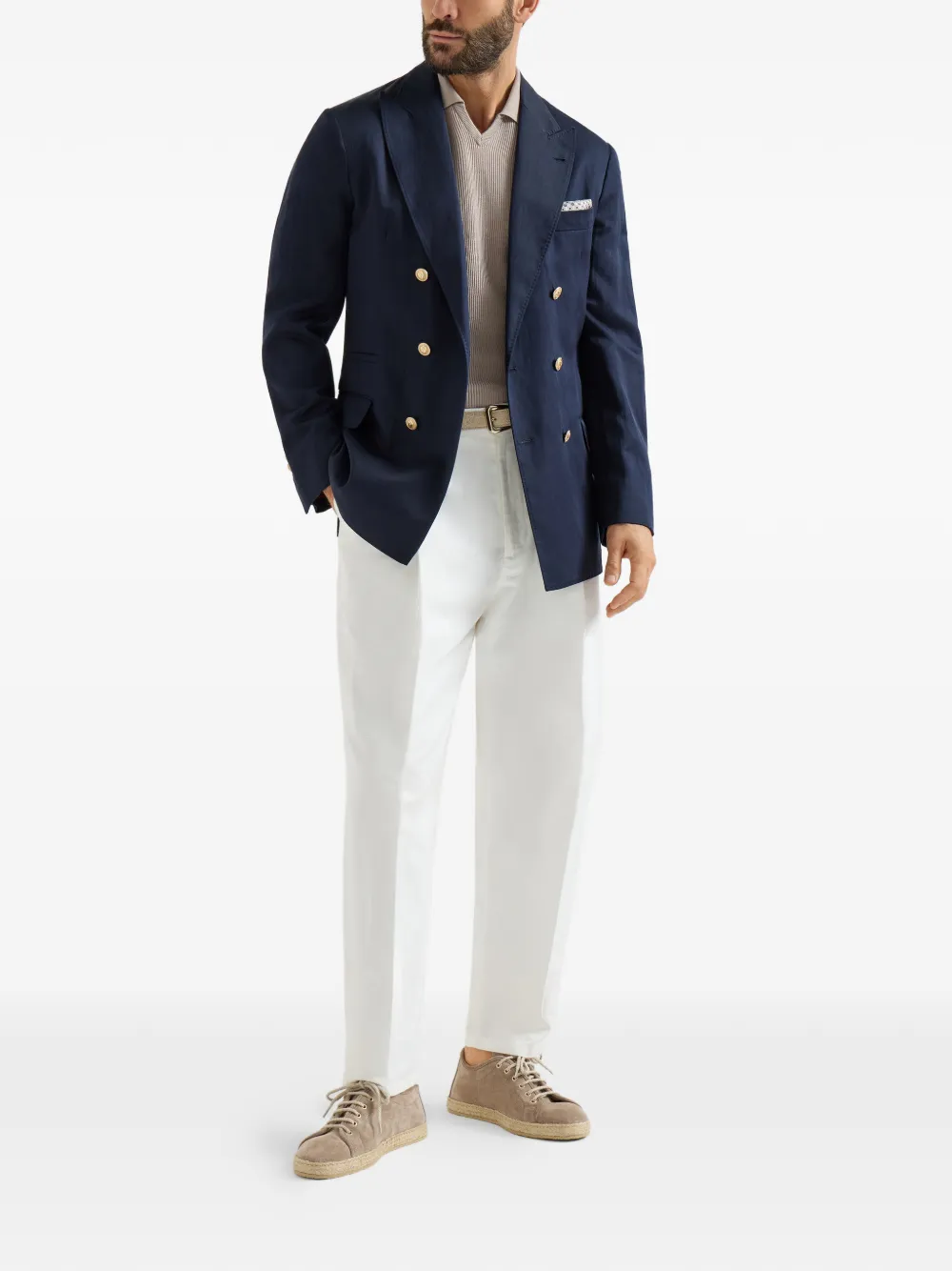 Brunello Cucinelli T-shirt met V-hals - Beige