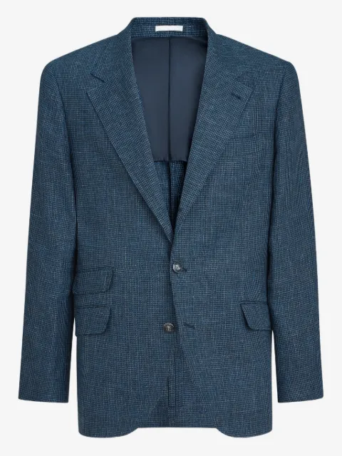 Brunello Cucinelli hundtandsmönstrad enkelknäppt blazer