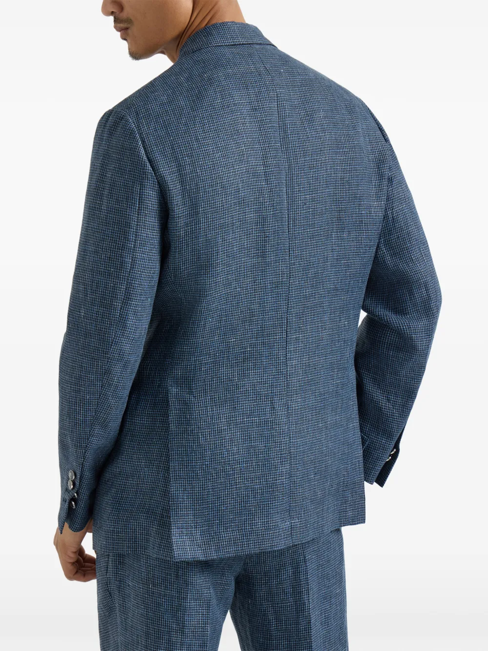 Brunello Cucinelli Blazer met pied-de-poule print Blauw