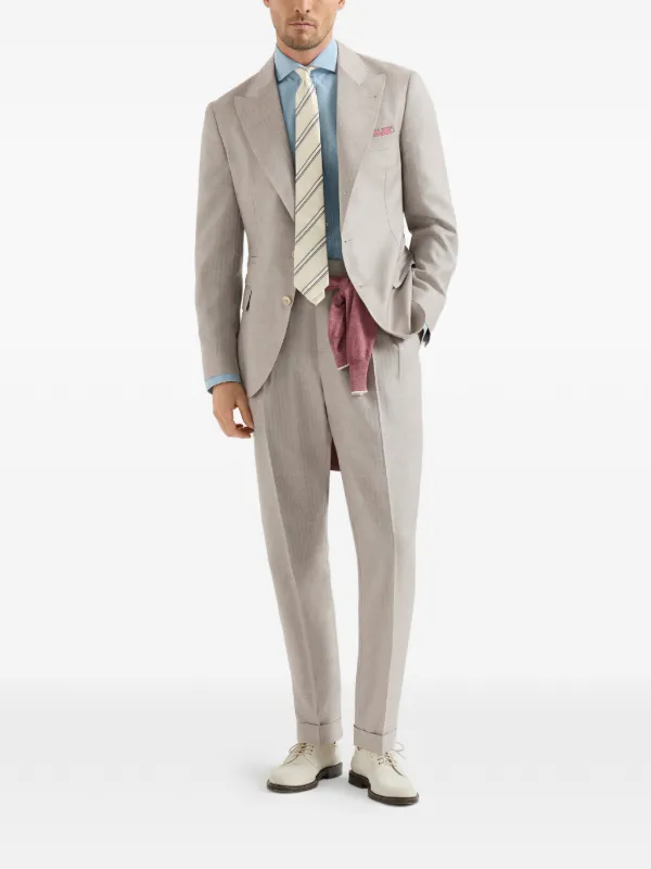 Brunello Cucinelli カシミアシルク シェブロン パンツ | ニュートラル