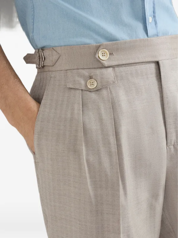 Brunello Cucinelli カシミアシルク シェブロン パンツ | ニュートラル