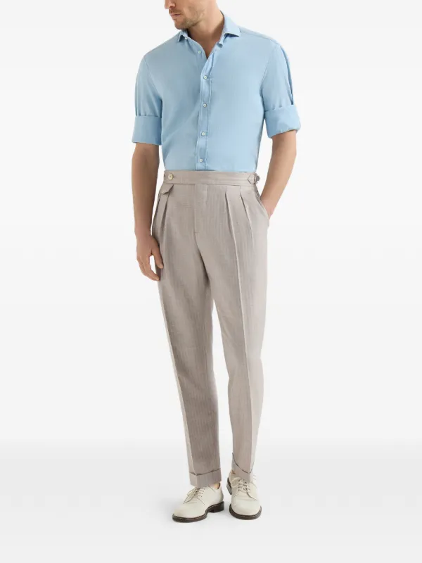 Brunello Cucinelli カシミアシルク シェブロン パンツ | ニュートラル