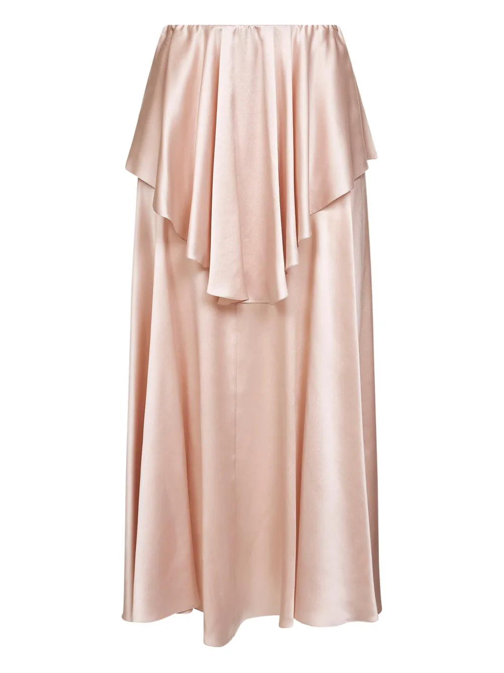 Chloé Pink Washed Silk Satin Fluid Layered Midi Skirt In Pink