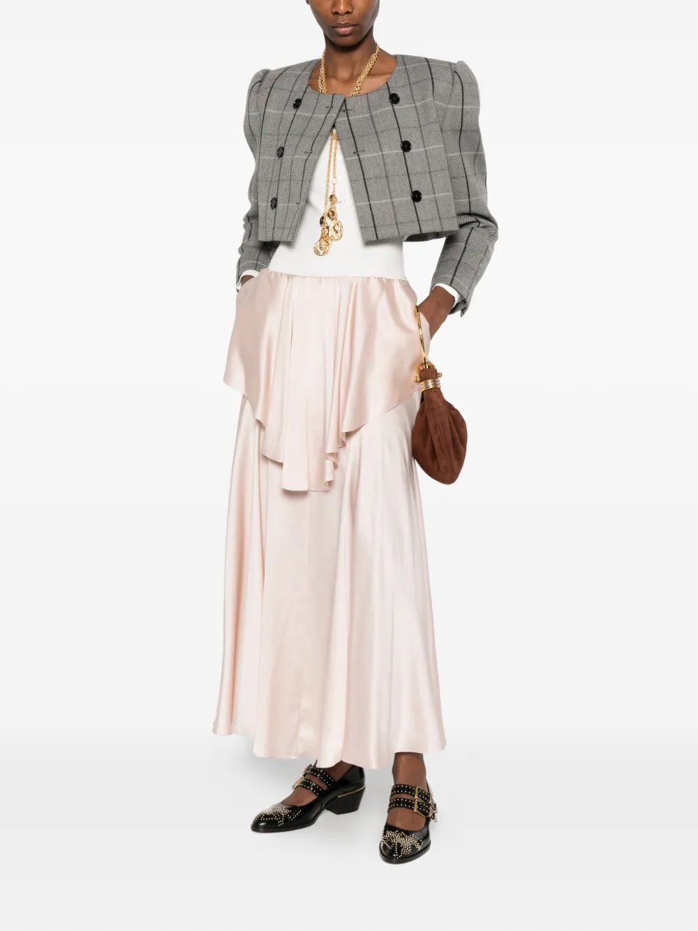  Chloé Layered Midi Skirt - Pink 