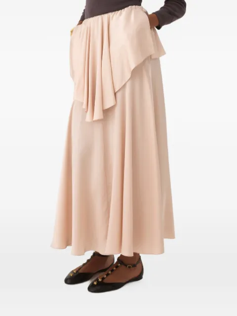 Chloé fluid layered midi skirt in washed silk satin