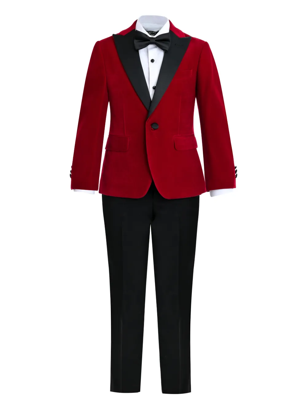 Moustache traje de cuatro piezas con botones | rojo | Image 1