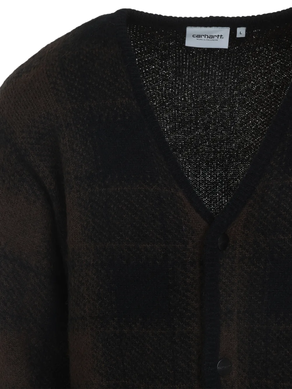 Carhartt Checked Pattern Long Sleeve Cardigan In Black