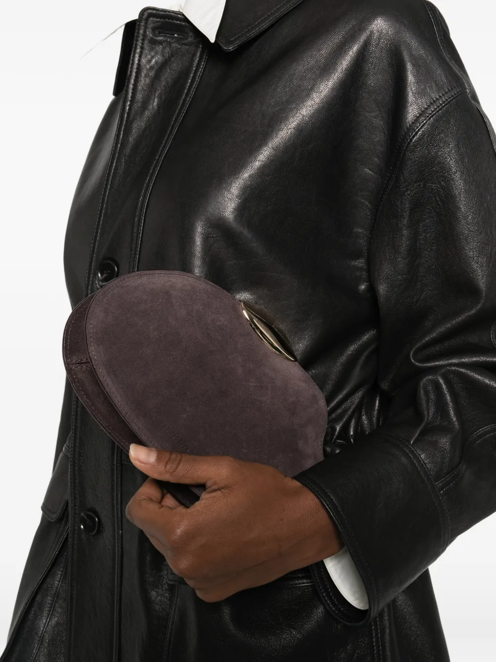 Benedetta Bruzziches metallic top cluth bag - Bruin