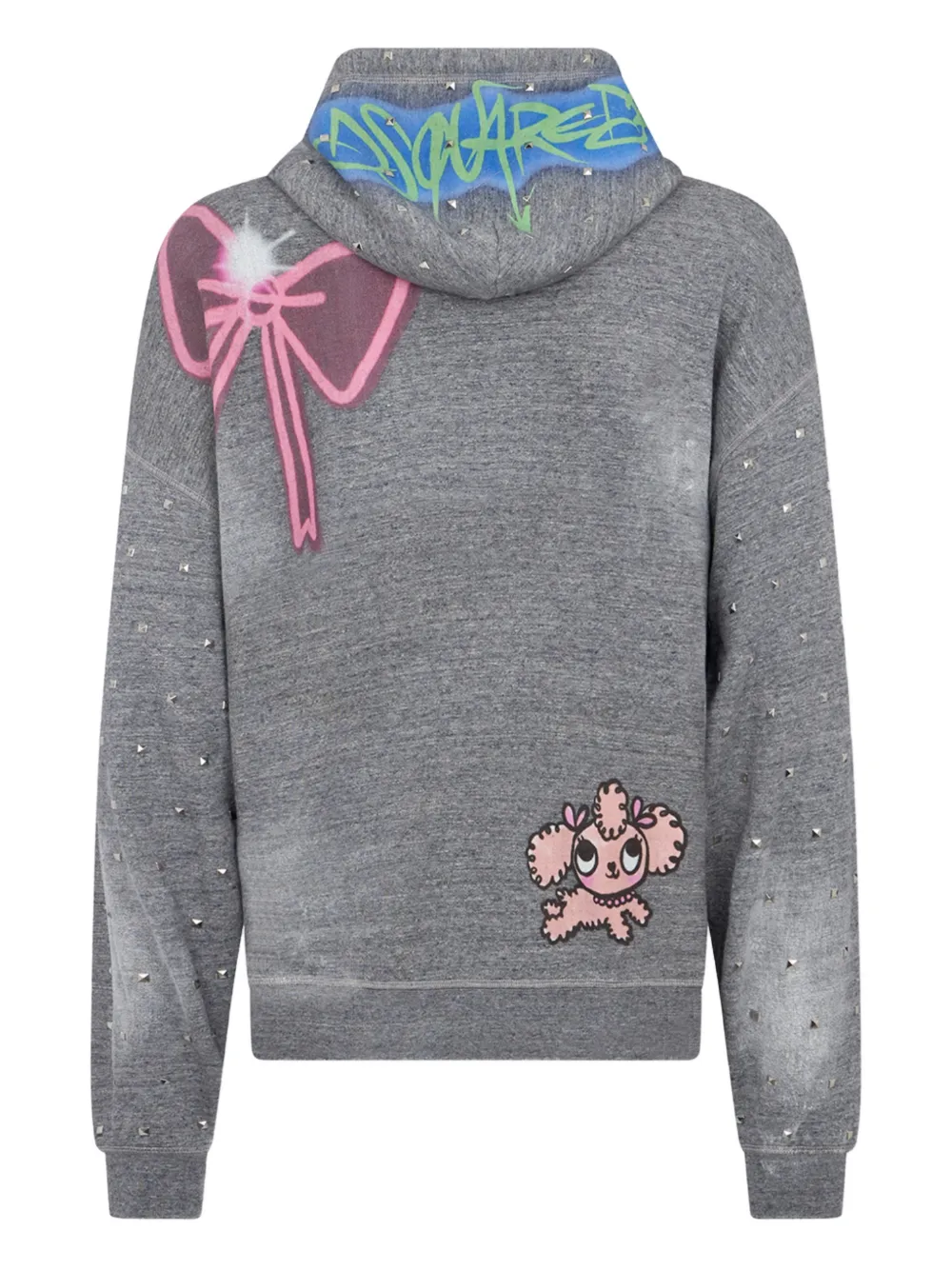 DSQUARED2 パッチ付きグレー フードパーカー DSQUARED2 スタッズ パーカー | グレー | FARFETCH JP