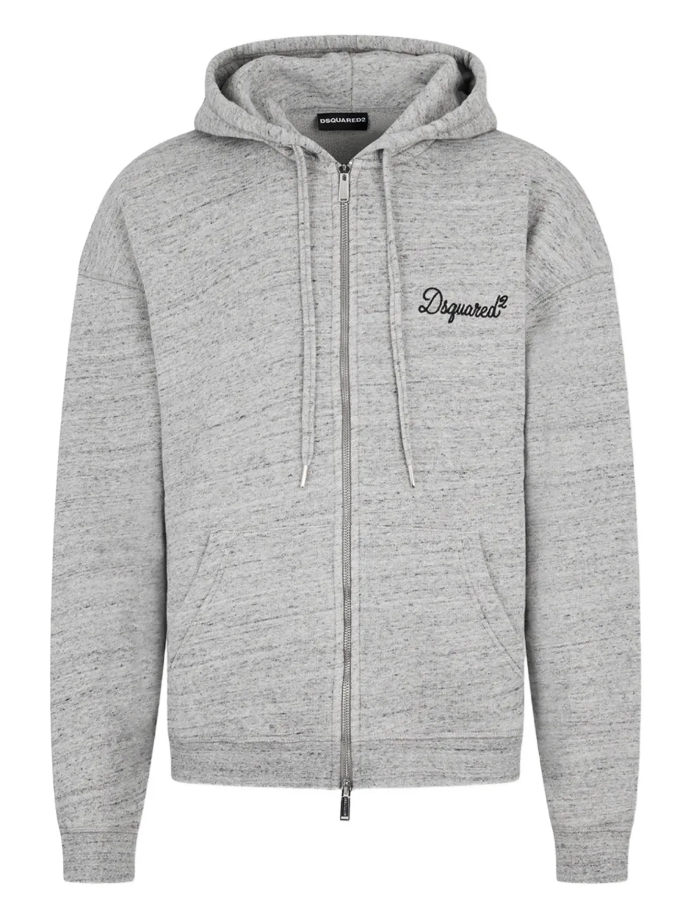 DSQUARED2 zip-fastening logo-embroidered hoodie - Grey
