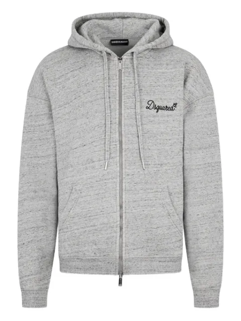 DSQUARED2 zip-fastening logo-embroidered hoodie