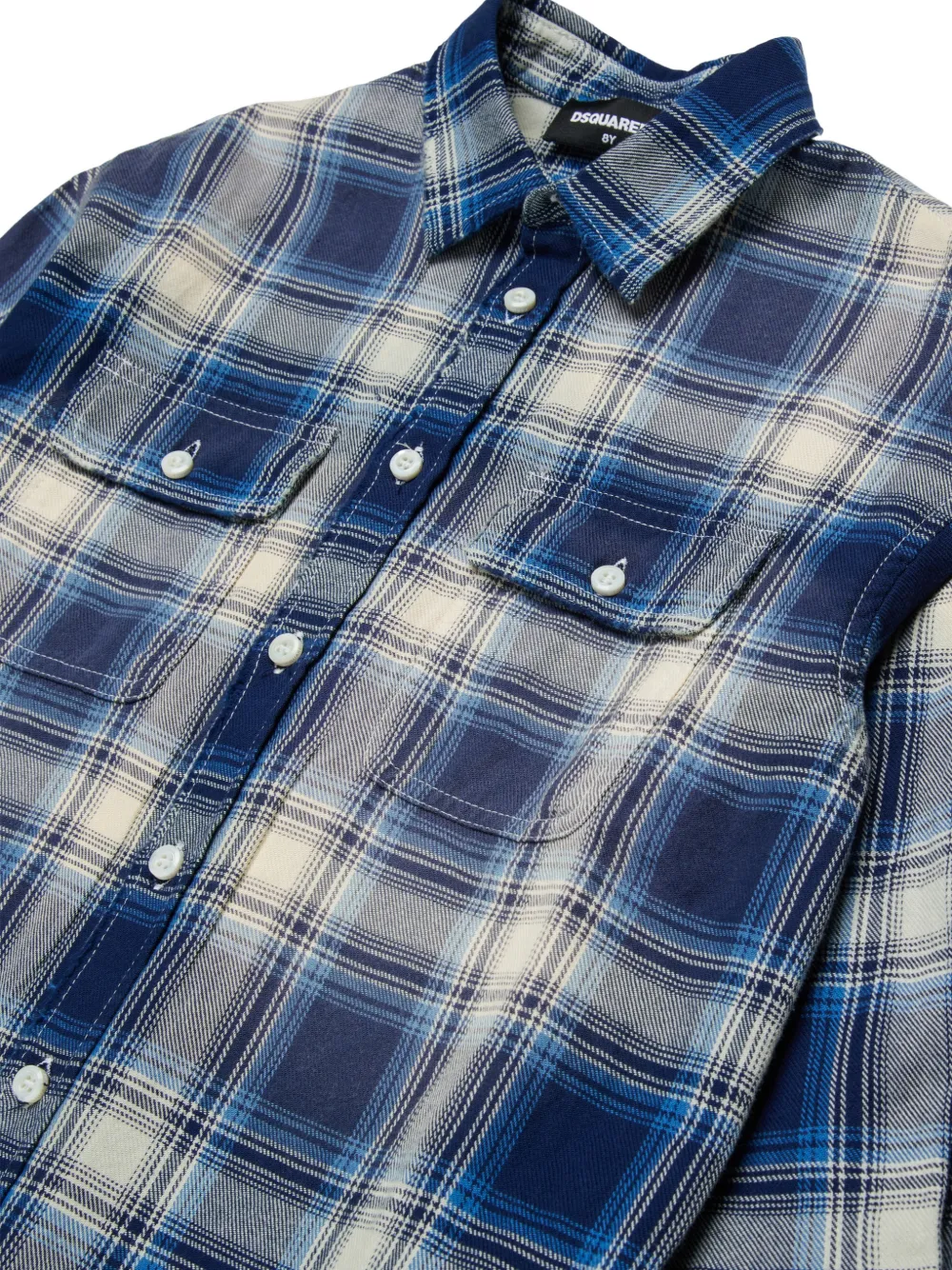  Dsquared2 Kids Check-pattern Pocket Shirt - Blue 