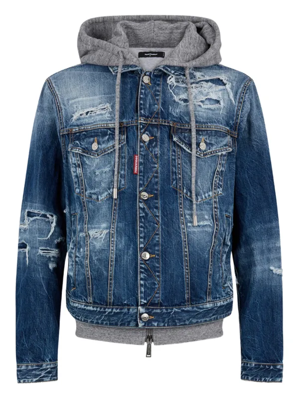 DSQUARED2 ダメージ デニムジャケット | ブルー | FARFETCH JP