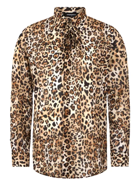 DSQUARED2 tie leopard-print shirt