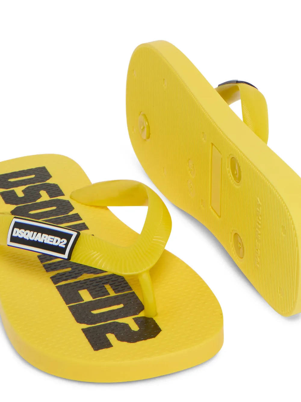 DSQUARED2 KIDS Badslippers met logodetail Geel