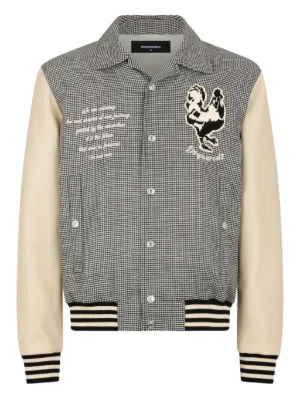 2*7様 Dsquared2 CLASSIC BOMBER JACKET D2ス Preowned Dsquared Wool Bomber Jacket w Leather Sleeves 48 S/M