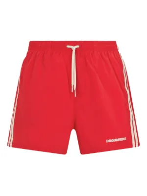 DSQUARED2 Icon-print Drawstring Swim Shorts | Red | FARFETCH