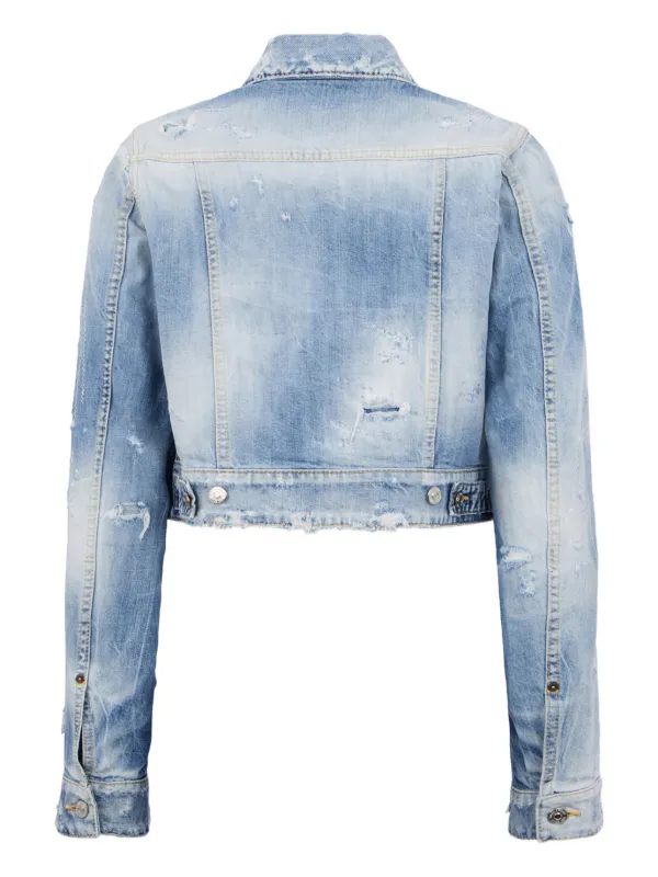 DSQUARED2 ダメージ デニムジャケット | ブルー | FARFETCH JP