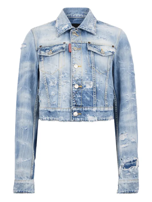 DSQUARED2 ダメージ デニムジャケット | ブルー | FARFETCH JP