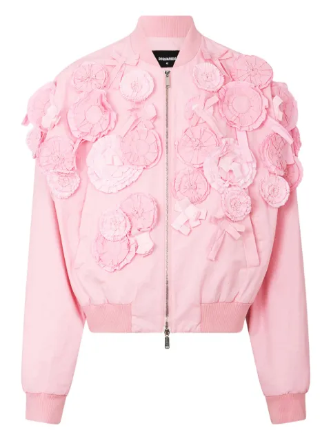 DSQUARED2 floral-appliqué bomber jacket