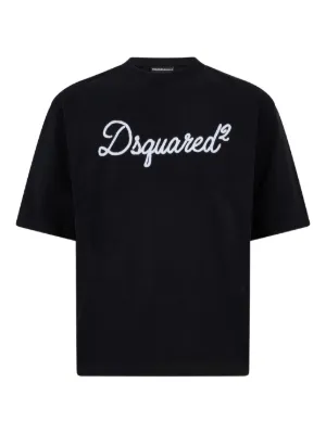 T-shirt Dsquared2 Homme – Noir Coton, Imprimé Logo, Manches Courtes (XXL Vintage)