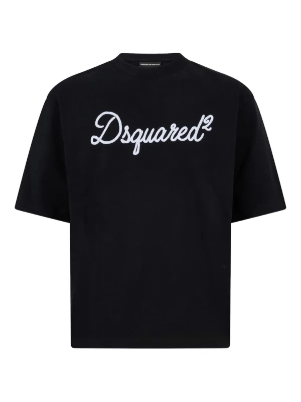 DSQUARED2 Tシャツ M DSQUARED2 Camiseta Com Logo Bordado | Preto | FARFETCH BR