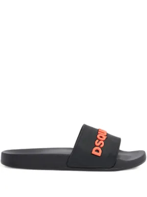 DSQUARED2 Logo Pool Slides | Black | FARFETCH