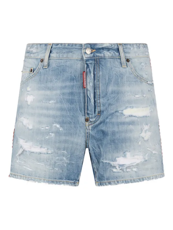 DSQUARED2 ダメージ加工 ショートパンツ DSQUARED2 ダメージ ショートパンツ | ブルー | FARFETCH JP