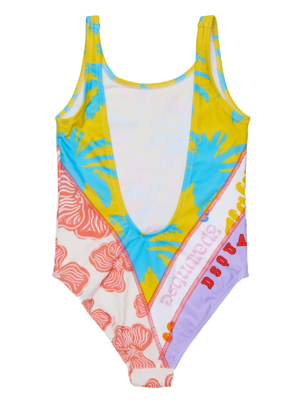 DSQUARED2 KIDS Badpak met palmboomprint en bloemenprint Geel