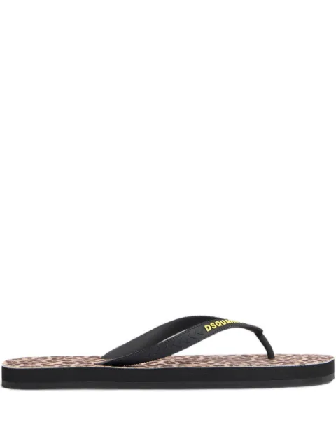 DSQUARED2 leopard print flip flops