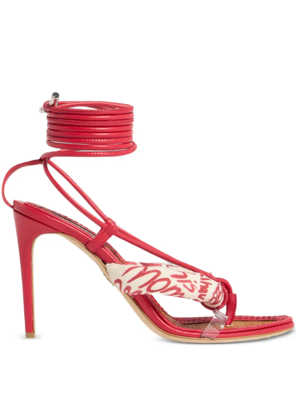 DSQUARED2 Coiled Hibiscus sandalen met hak Rood