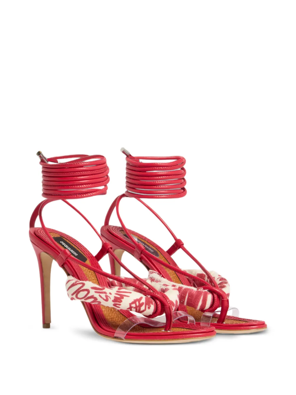DSQUARED2 Coiled Hibiscus sandalen met hak Rood