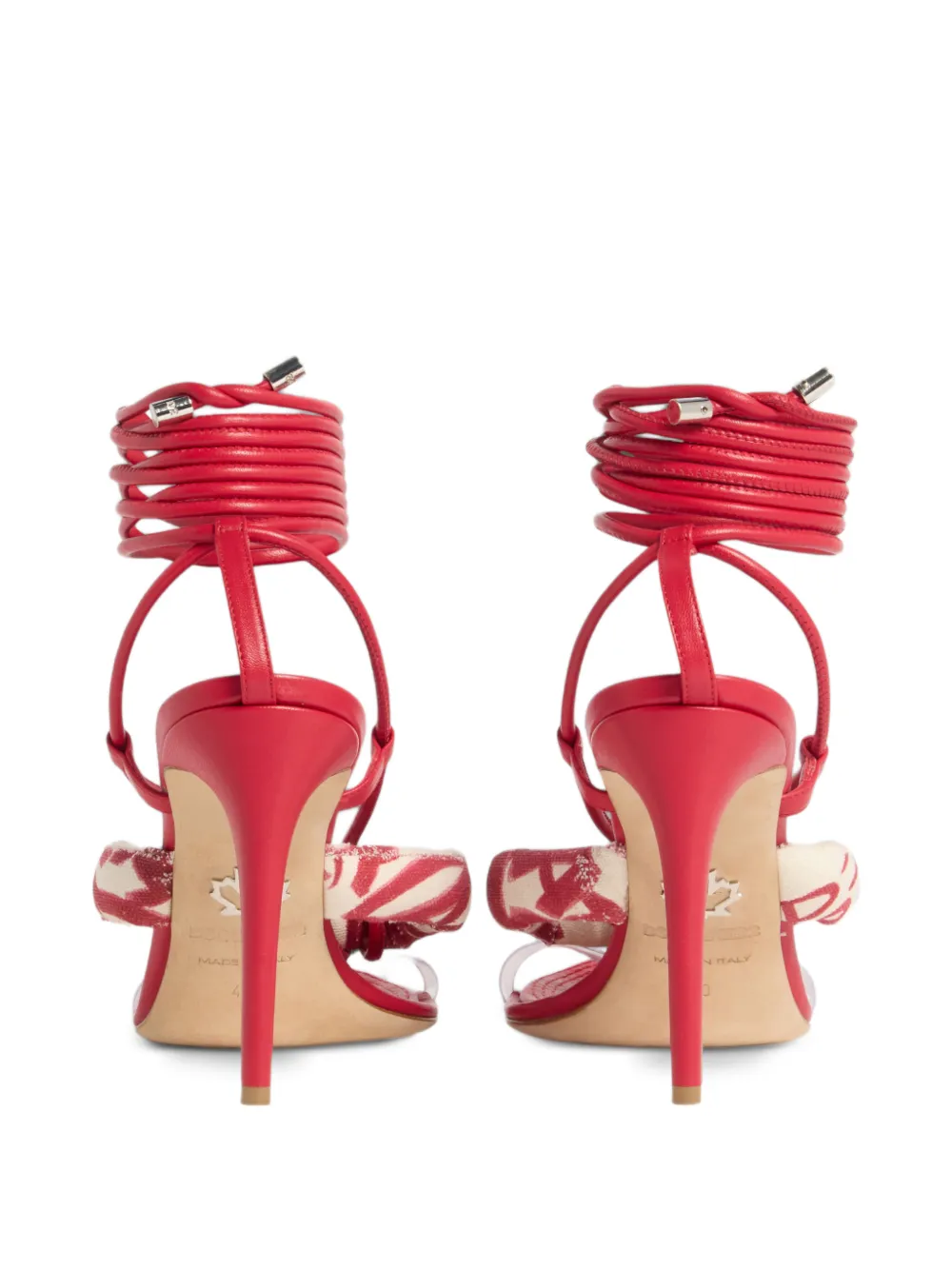 DSQUARED2 Coiled Hibiscus sandalen met hak Rood