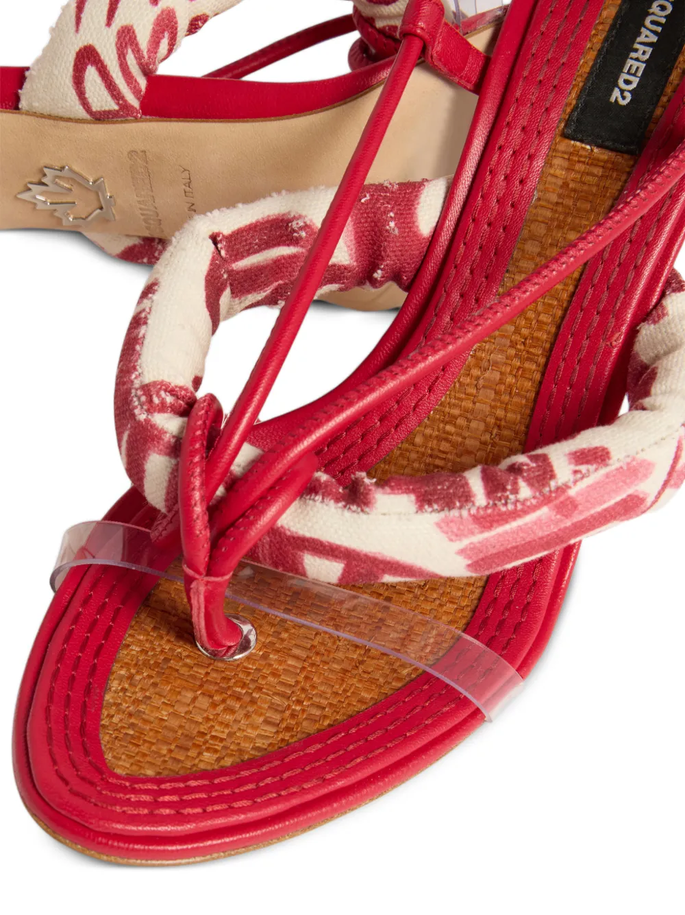 DSQUARED2 Coiled Hibiscus sandalen met hak Rood