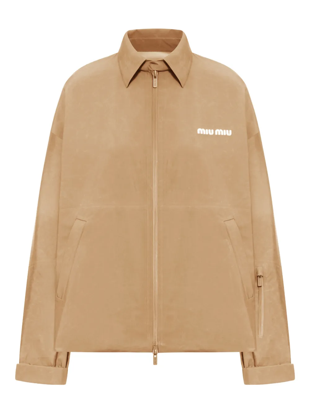 Miu Miu zip-up windbreaker | Nude | Image 1