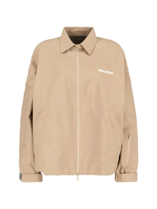 Miu Miu Zip-up Windbreaker in Neutrals