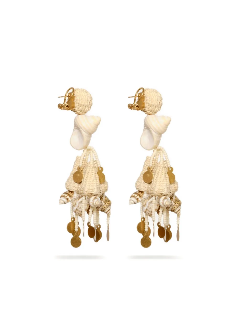 Johanna Ortiz Serenade In Swim shell-detail drop earrings - Goud