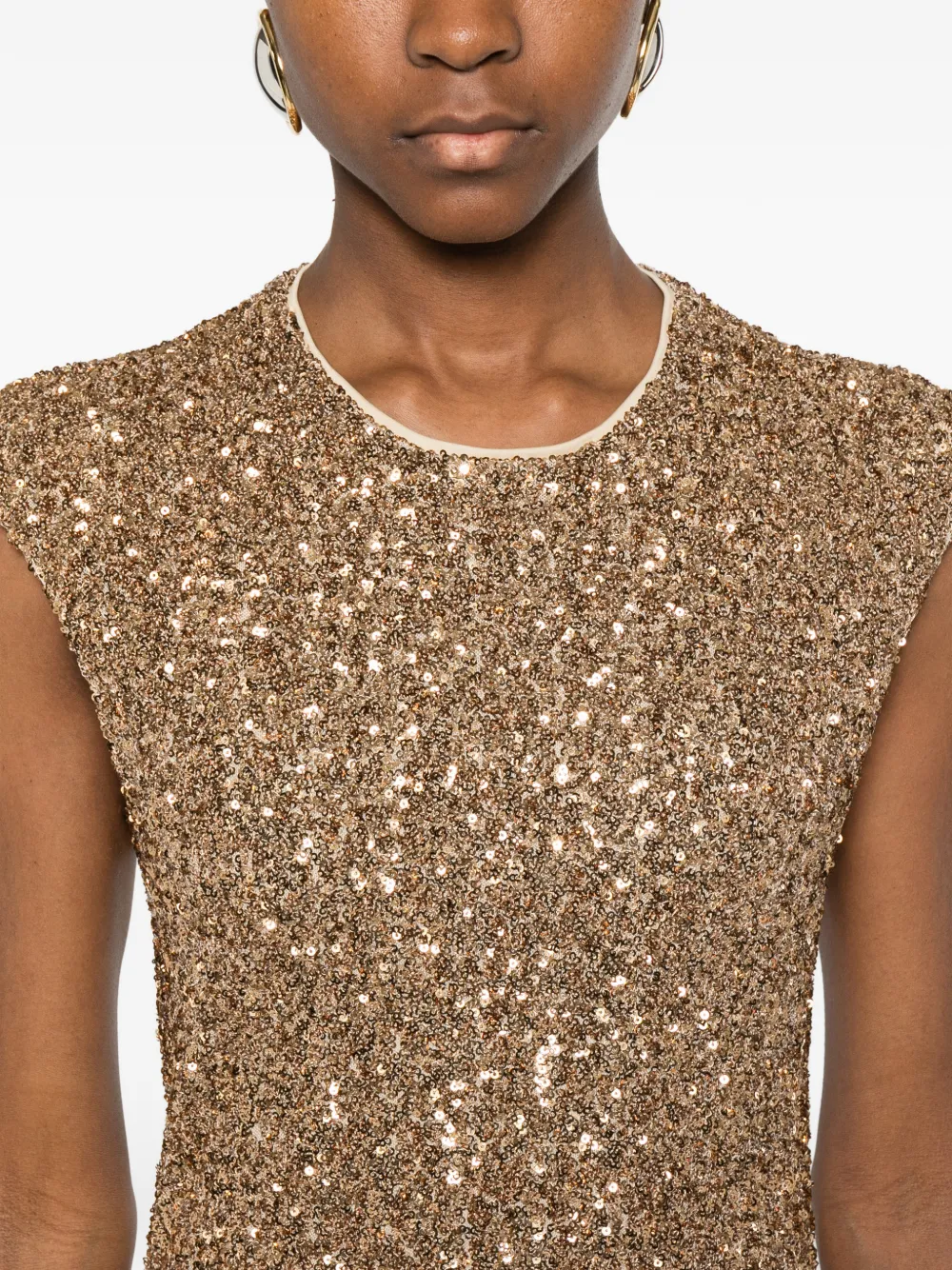 Aniye By Sequinned Midi Dress In Gold